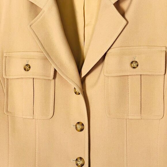 Vintage Kasper&Co. ASL Camel Single Breasted Flap Pocket Lined Wool Blazer - Picture 5 of 16